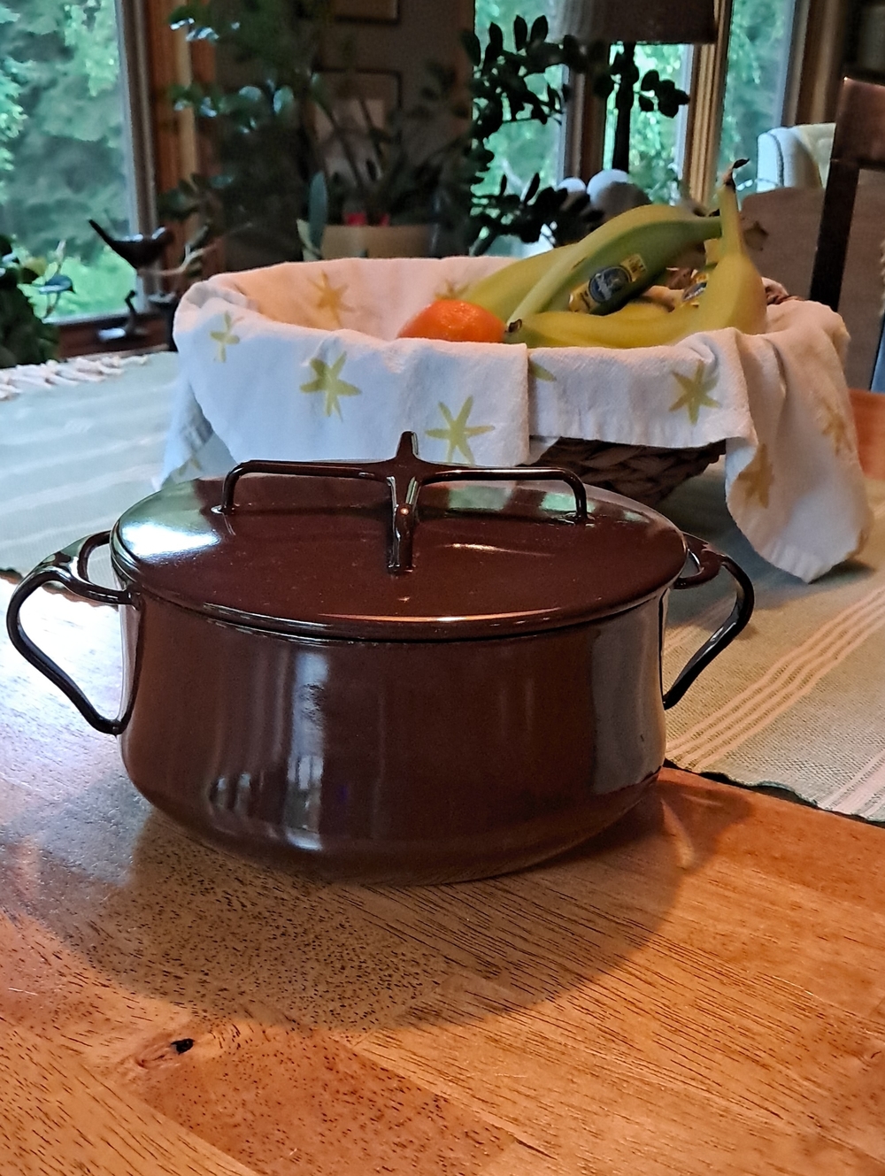 Dansk Brown Enamel Covered Casserole with Handles